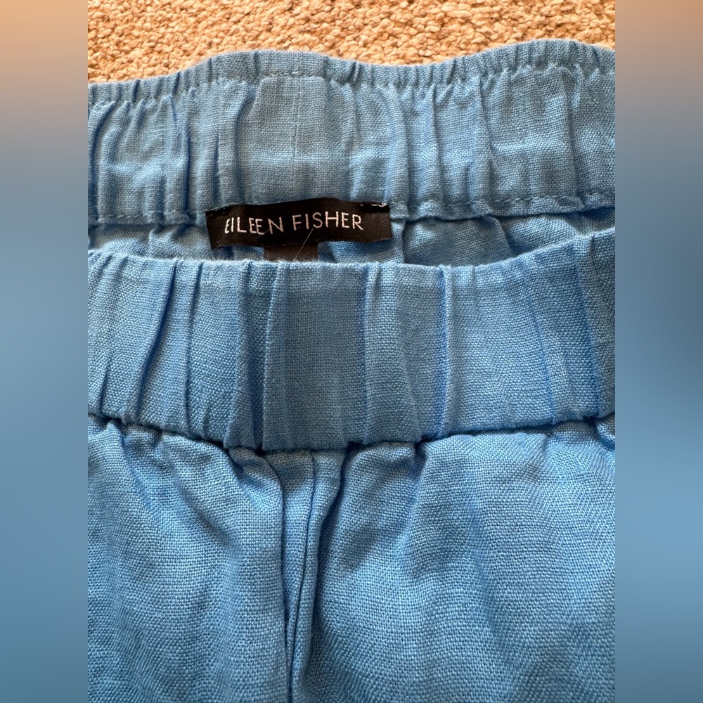 Eileen Fisher Sky Blue 100% Organic Linen Lantern Pant w/ Pockets - Picture 6 of 13